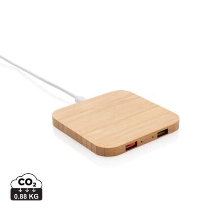 Chargeurs sans fil durables couleur marron en FSC® bambou
