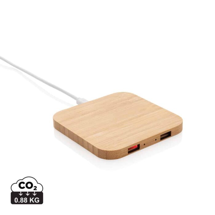 Chargeurs sans fil durables couleur marron en FSC® bambou