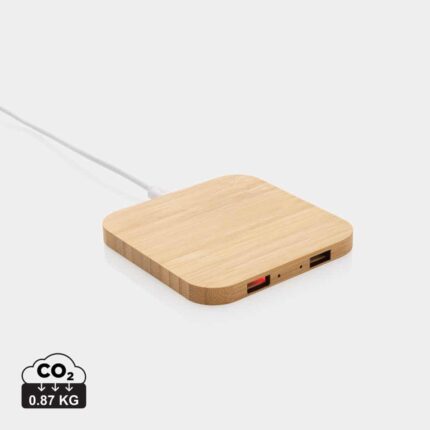 Chargeurs sans fil durables couleur marron en FSC® bambou