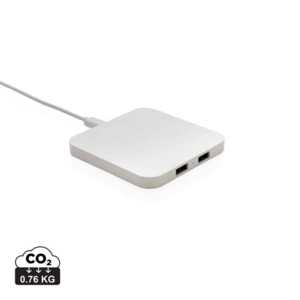 Chargeurs sans fil durables couleur blanc en ABS recycléde la marque XD Collection
