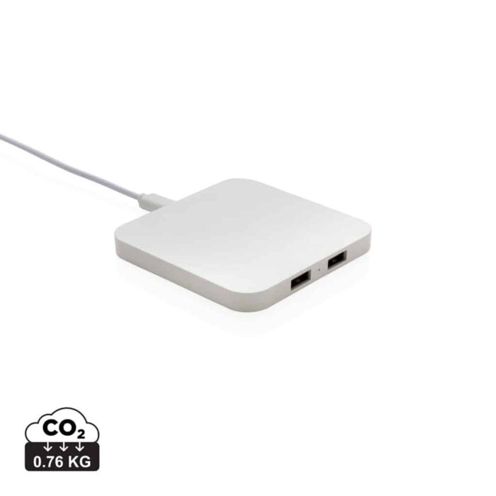Chargeurs sans fil durables couleur blanc en ABS recycléde la marque XD Collection