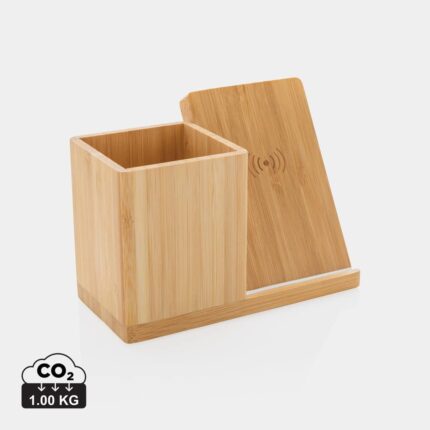 Chargeurs sans fil durables couleur marron en FSC® bamboude la marque XD Xclusive