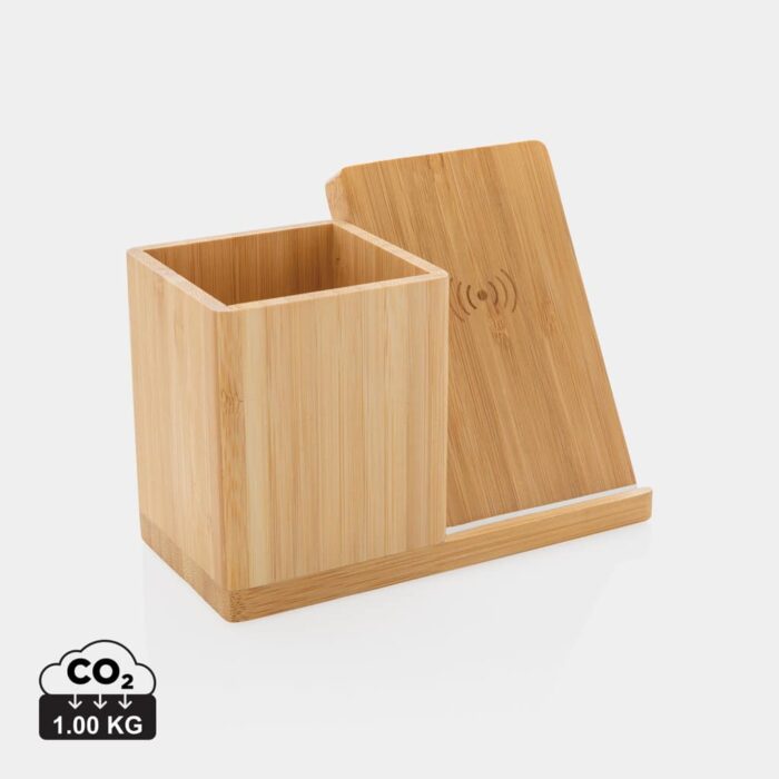 Chargeurs sans fil durables couleur marron en FSC® bamboude la marque XD Xclusive