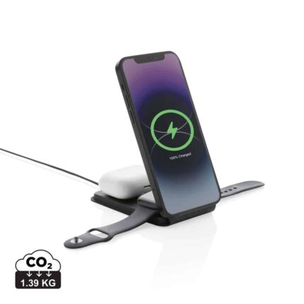 Chargeurs sans fil durables couleur noir en PU recycléde la marque Swiss Peak