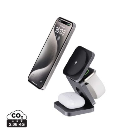 Chargeurs sans fil durables couleur gris en ABS recyclé