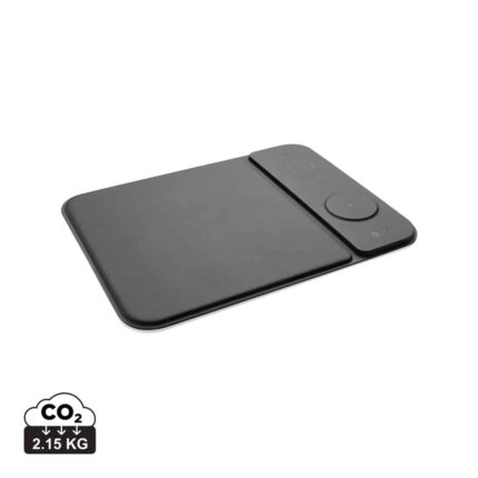 Chargeurs sans fil durables couleur noir en PU recycléde la marque Swiss Peak