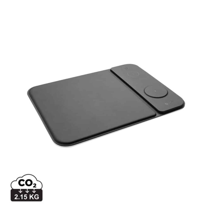 Chargeurs sans fil durables couleur noir en PU recycléde la marque Swiss Peak