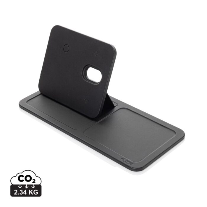 Chargeurs sans fil durables couleur noir en Polyester recycléde la marque Swiss Peak