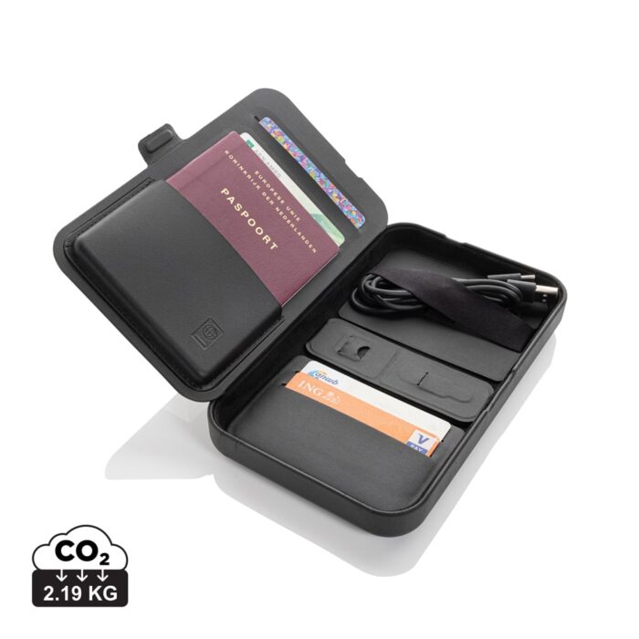 Chargeurs sans fil durables couleur noir en Polyester recycléde la marque Swiss Peak