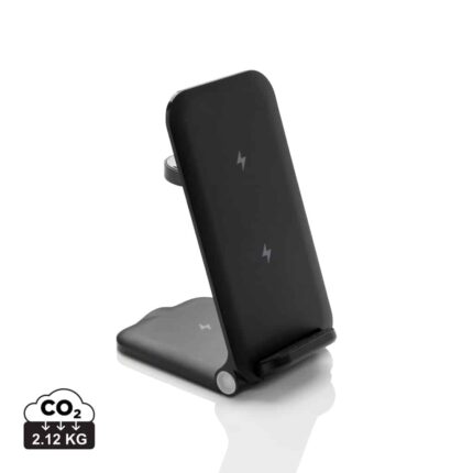 Chargeurs sans fil durables couleur noir en ABS recycléde la marque XD Collection