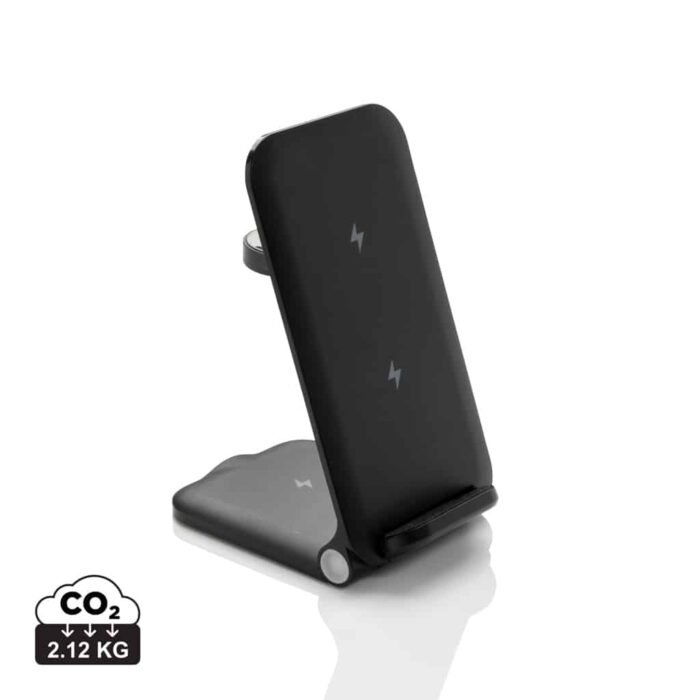 Chargeurs sans fil durables couleur noir en ABS recycléde la marque XD Collection