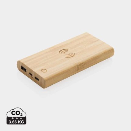 Powerbanks durables couleur marron en FSC® bamboude la marque XD Collection