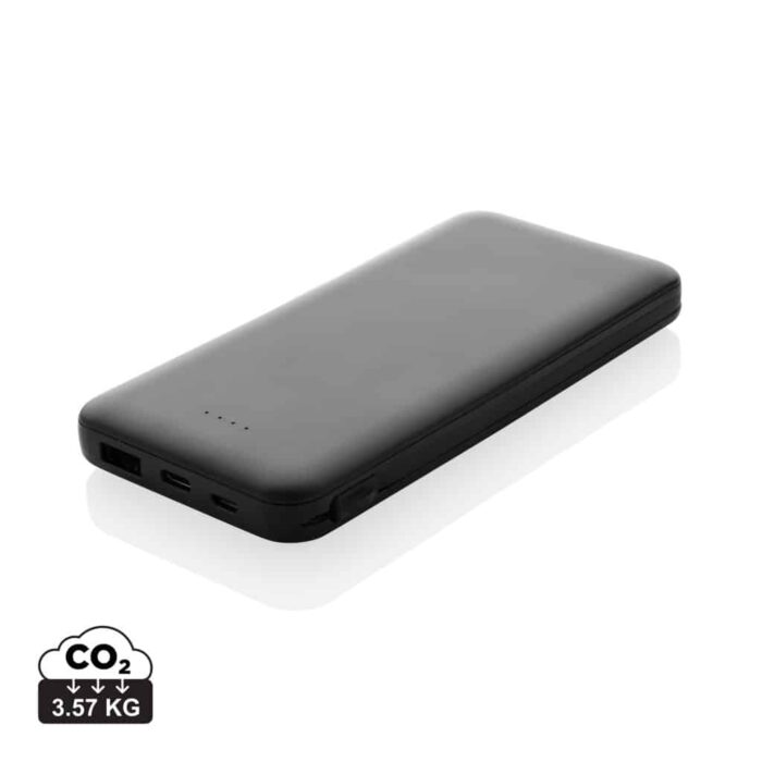 Powerbanks durables couleur noir en ABS recyclé