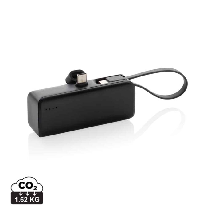 Powerbanks durables couleur noir en ABS recycléde la marque XD Collection