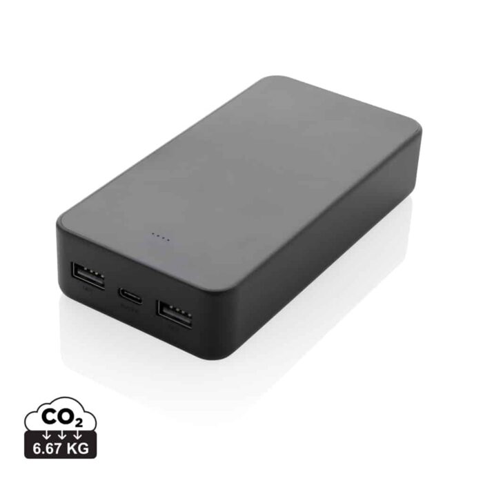 Powerbanks durables couleur noir en ABS recycléde la marque XD Collection