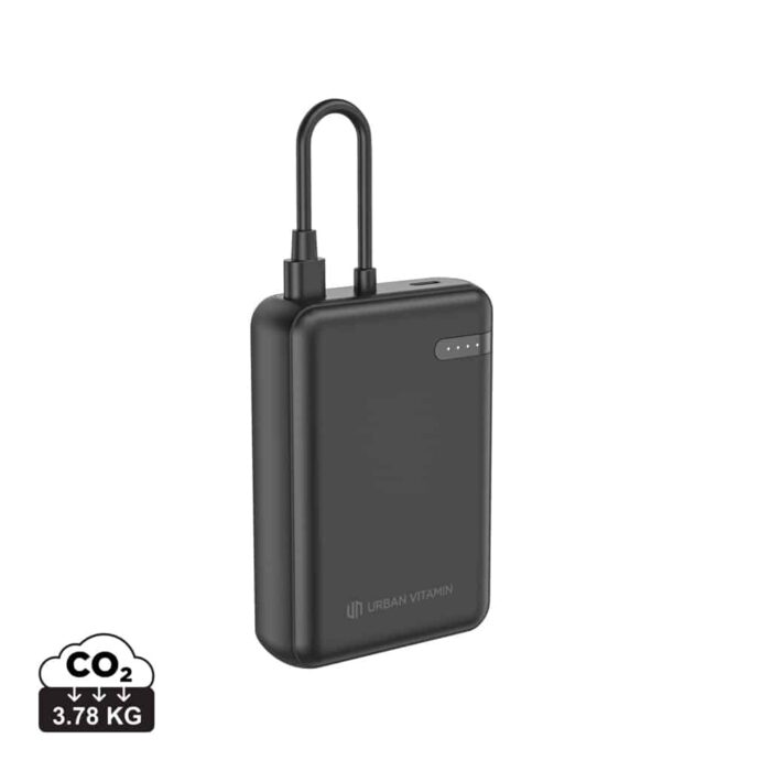 Powerbanks durables couleur noir en ABS recyclé