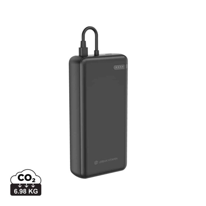 Powerbanks durables couleur noir en ABS recyclé