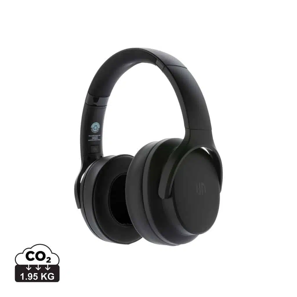 Casques audio durables couleur noir en ABS recyclé