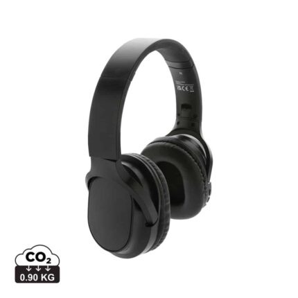 Casques audio durables couleur noir en ABS recycléde la marque XD Collection