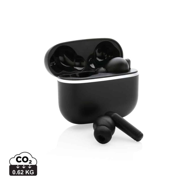 True wireless durables couleur noir en ABS recycléde la marque Swiss Peak