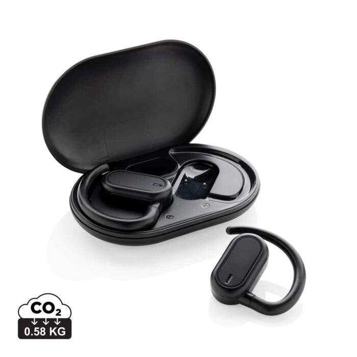 True wireless durables couleur noir en ABS recycléde la marque XD Collection