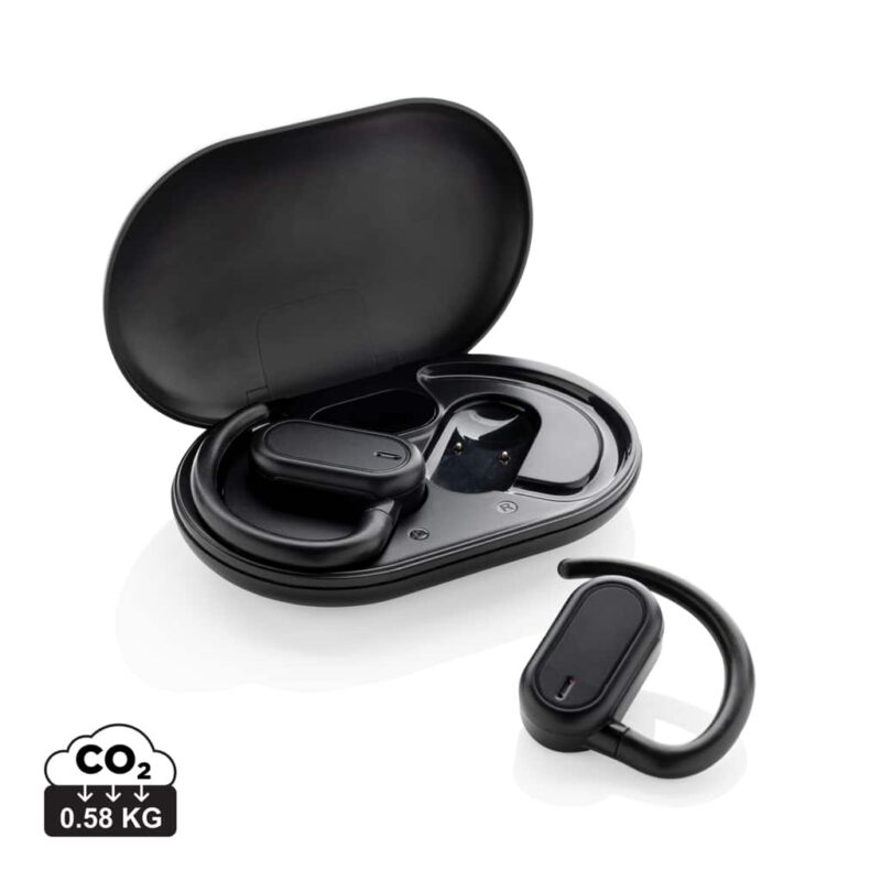 True wireless durables couleur noir en ABS recycléde la marque XD Collection