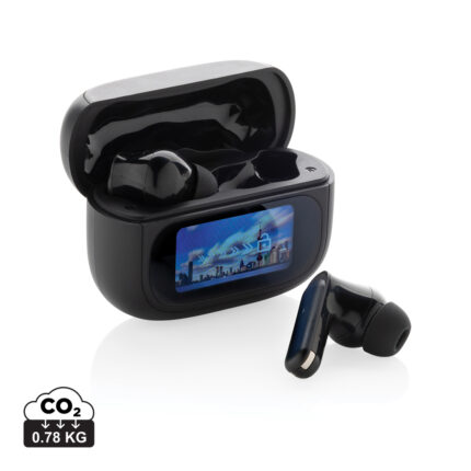 True wireless durables couleur noir en ABS recycléde la marque XD Collection
