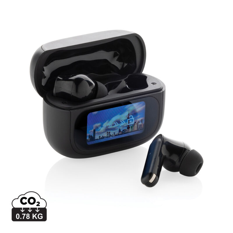 True wireless durables couleur noir en ABS recycléde la marque XD Collection