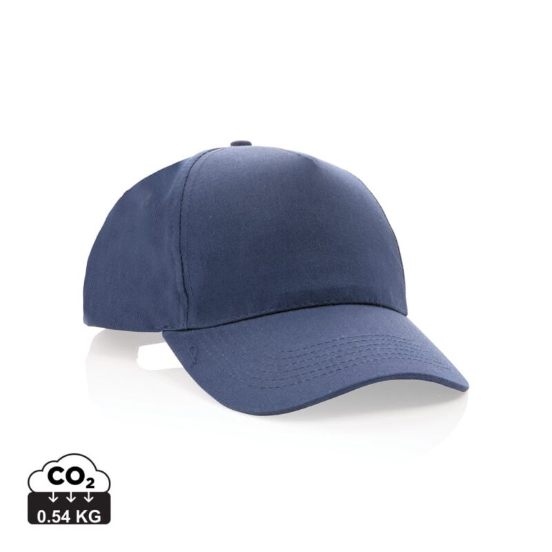Casquettes 5 panneaux durables couleur bleu marine en Coton recycléde la marque XD Collection