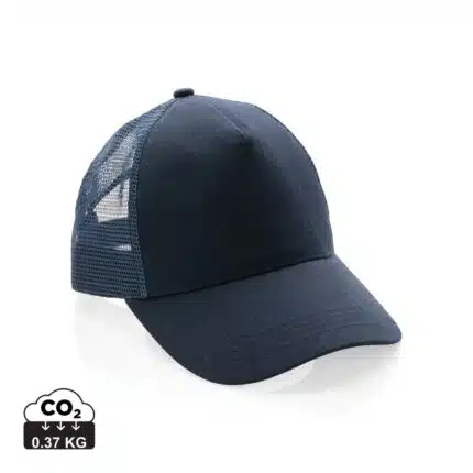 Casquettes 5 panneaux durables couleur bleu marine en Coton recyclé