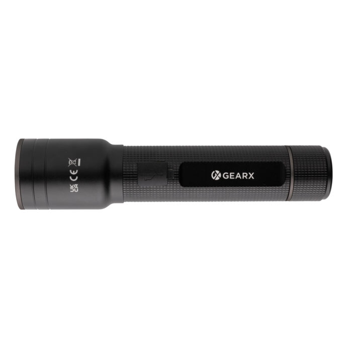 Torche robuste rechargeable par USB en aluminium recyclé RCS – Image 3