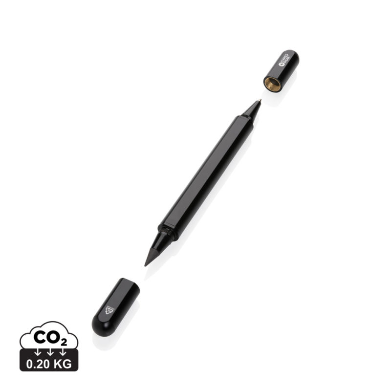 Stylos en métal durables couleur noir en Aluminium recycléde la marque Swiss Peak