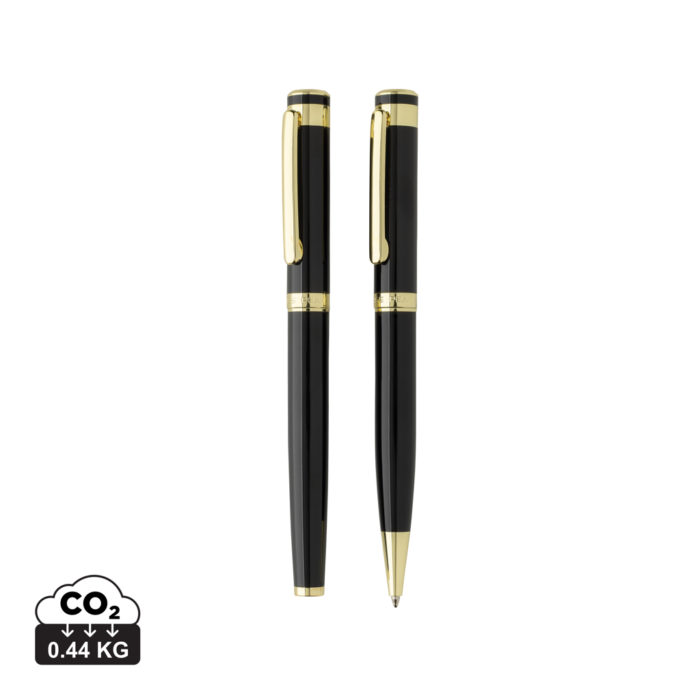 Set stylos durables couleur noir en Laiton recycléde la marque Swiss Peak