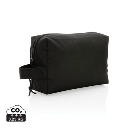 Trousses de toilette de voyage durables couleur noir en rPETde la marque XD Collection