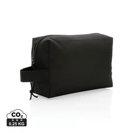 Trousses de toilette de voyage durables couleur noir en rPETde la marque XD Collection