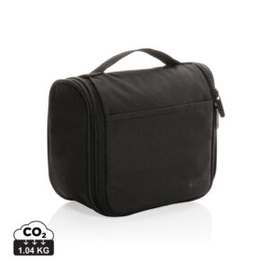 Trousses de toilette de voyage durables couleur noir en rPETde la marque Swiss Peak