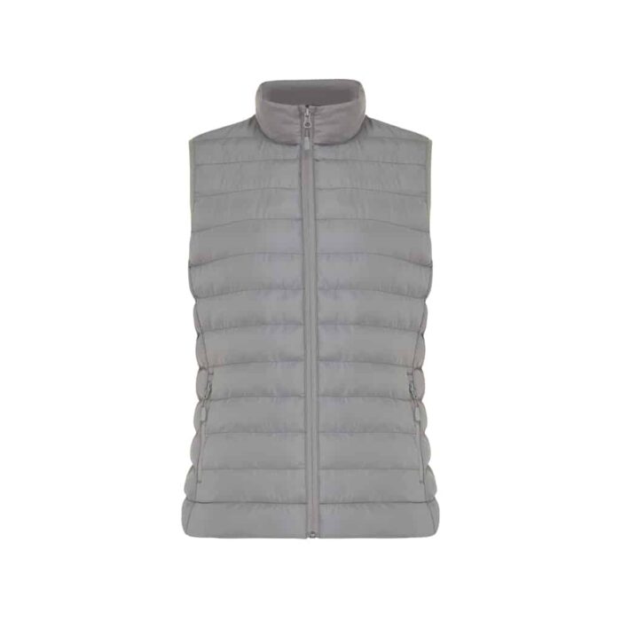 Bodywarmer pour femmes durables couleur gris argent en 100% polyester recycléde la marque iqoniq
