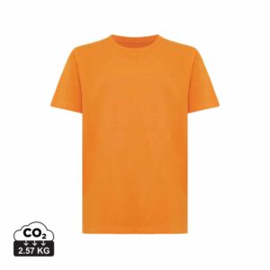 T-shirts enfants durables couleur orange en 30% recyclé et 70% organiquede la marque iqoniq