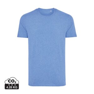 T-shirts unisexes durables couleur heather blue en 50% recyclé et 50% organiquede la marque iqoniq