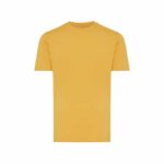 T-shirts unisexes durables couleur ochre yellow en 30% recyclé et 70% organiquede la marque iqoniq