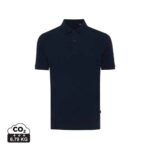 Polos unisexes durables couleur bleu marine en 50% recyclé et 50% organiquede la marque iqoniq