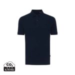 Polos unisexes durables couleur bleu marine en 50% recyclé et 50% organiquede la marque iqoniq