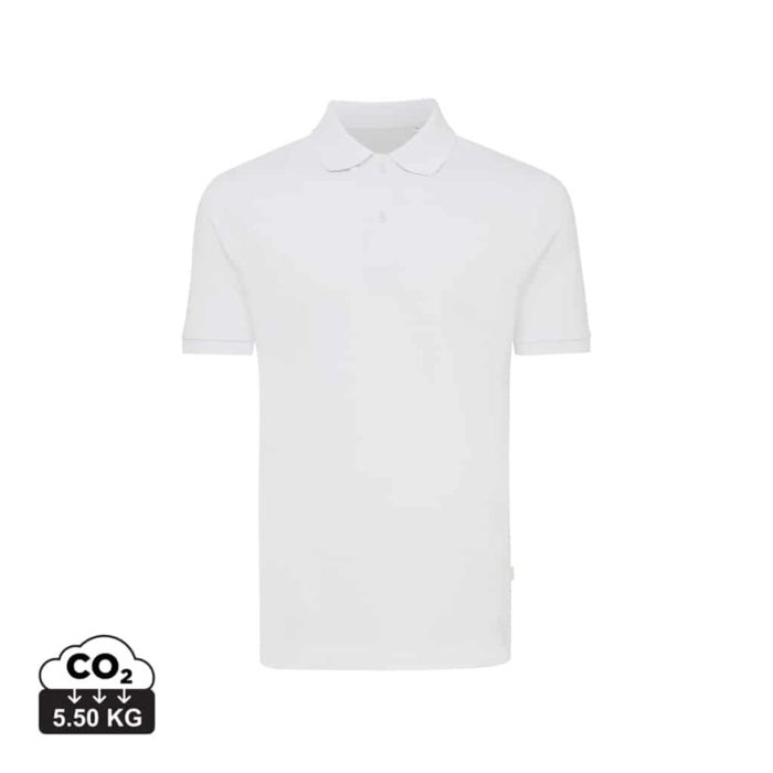 Polos unisexes durables couleur recycled white en 50% recyclé et 50% organiquede la marque iqoniq