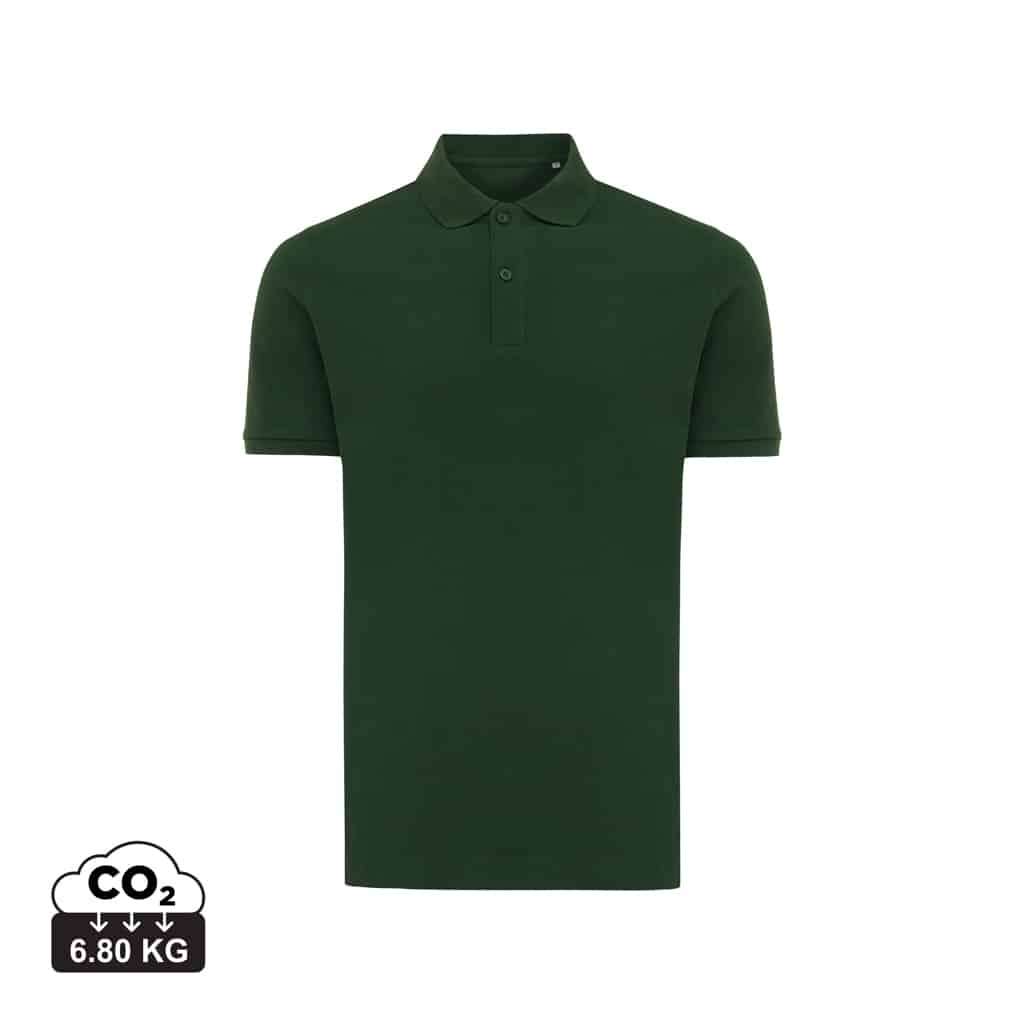 polos_unisexes_durables_iqoniq_50%_recyclé_et_50%_organique_forest_green Polos unisexes durables couleur forest green en 50% recyclé et 50% organiquede la marque iqoniq