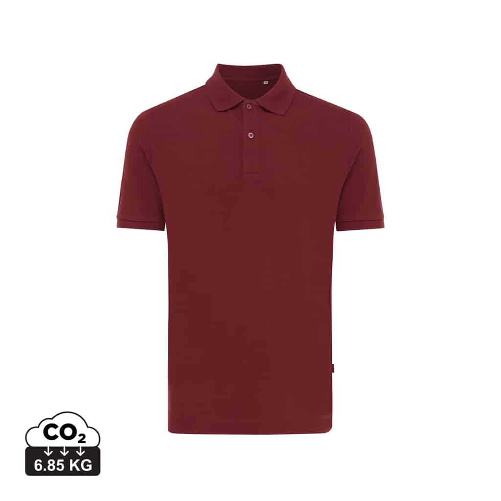 polos_unisexes_durables_iqoniq_50%_recyclé_et_50%_organique_rouge_bordeaux Polos unisexes durables couleur rouge bordeaux en 50% recyclé et 50% organiquede la marque iqoniq