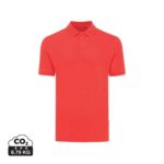 Polos unisexes durables couleur luscious red en 50% recyclé et 50% organiquede la marque iqoniq