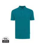 Polos unisexes durables couleur verdigris en 50% recyclé et 50% organiquede la marque iqoniq