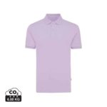 Polos unisexes durables couleur lavender en 50% recyclé et 50% organiquede la marque iqoniq