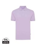 Polos unisexes durables couleur lavender en 50% recyclé et 50% organiquede la marque iqoniq
