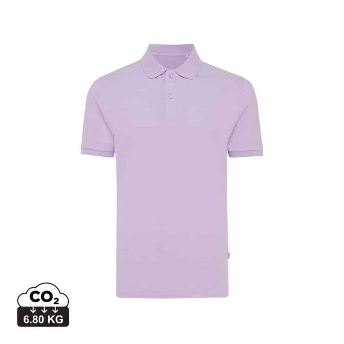 Polos unisexes durables couleur lavender en 50% recyclé et 50% organiquede la marque iqoniq